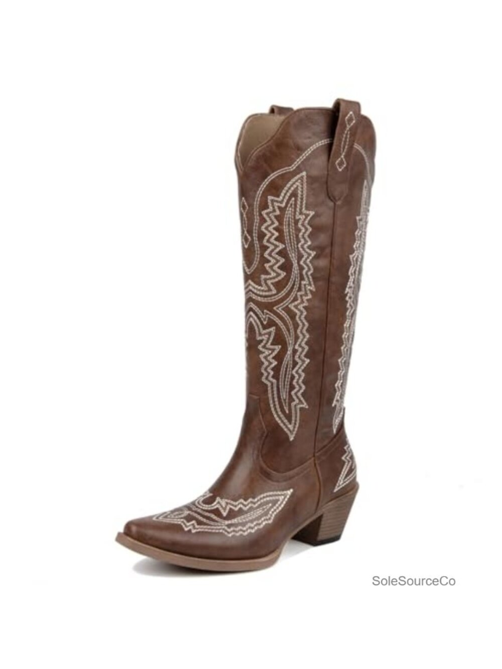 Cowboy Boots for Women Knee High Snip Toe Chunky Heel Western Boots with - Picture 4 of 6